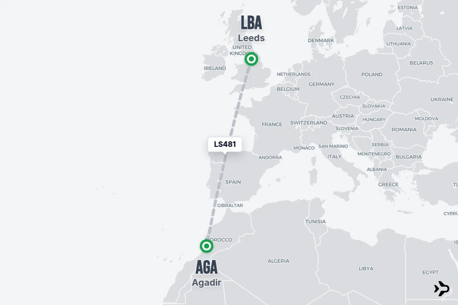 Flight Magazine LS481 Jet2 Flight Status & Tracker | Leeds - Agadir