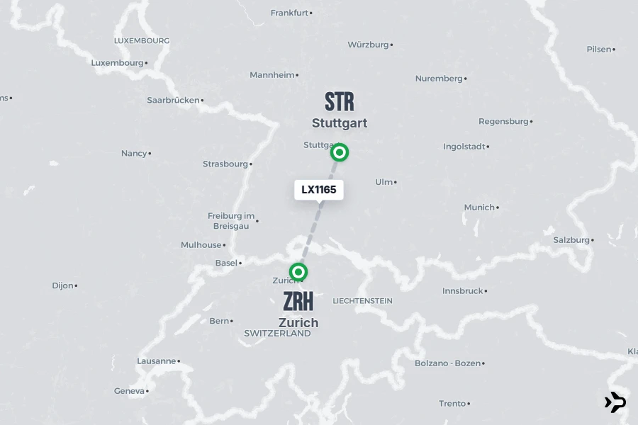 Flt Hit Racking LX1165 SWISS Flight Status & Tracker | Stuttgart - Zurich