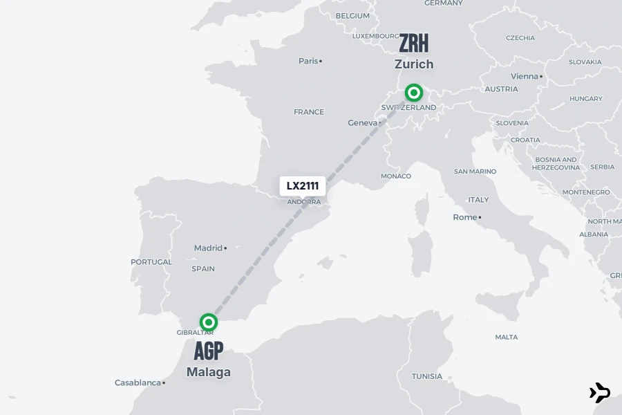 LX2111 SWISS Flight Status & Tracker | Malaga - Zurich