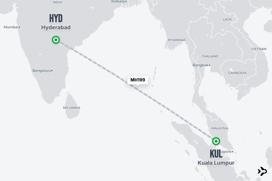 Hyd Time MH199 Malaysia Airlines Flight Status & Tracker | HYD - KUL