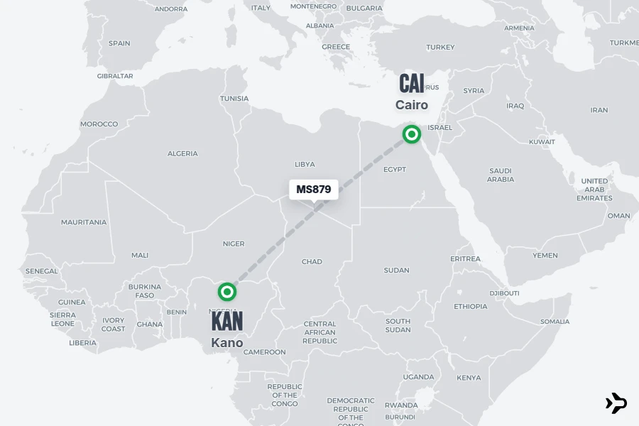 MS879 EgyptAir Flight Status & Tracker | Cairo - Kano