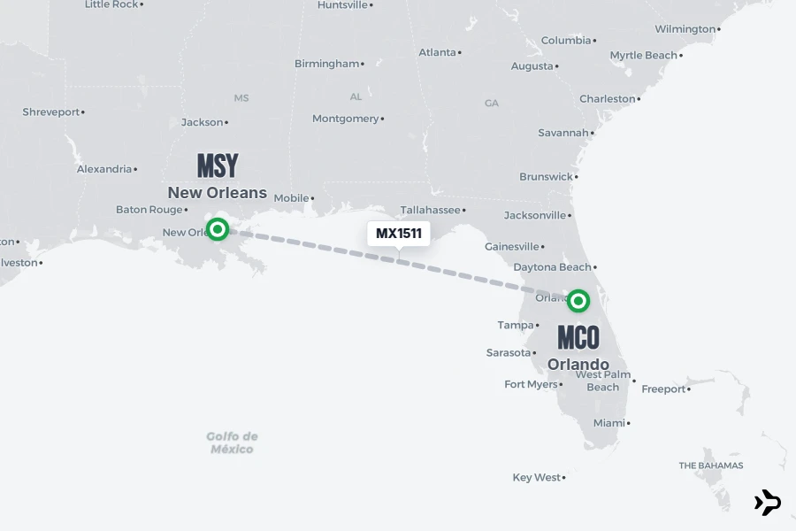 Flight Rime MX1511 Breeze Flight Status & Tracker | MCO - MSY