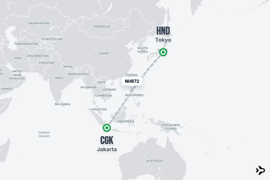 NH872 ANA Flight Status & Tracker | Jakarta - Tokyo