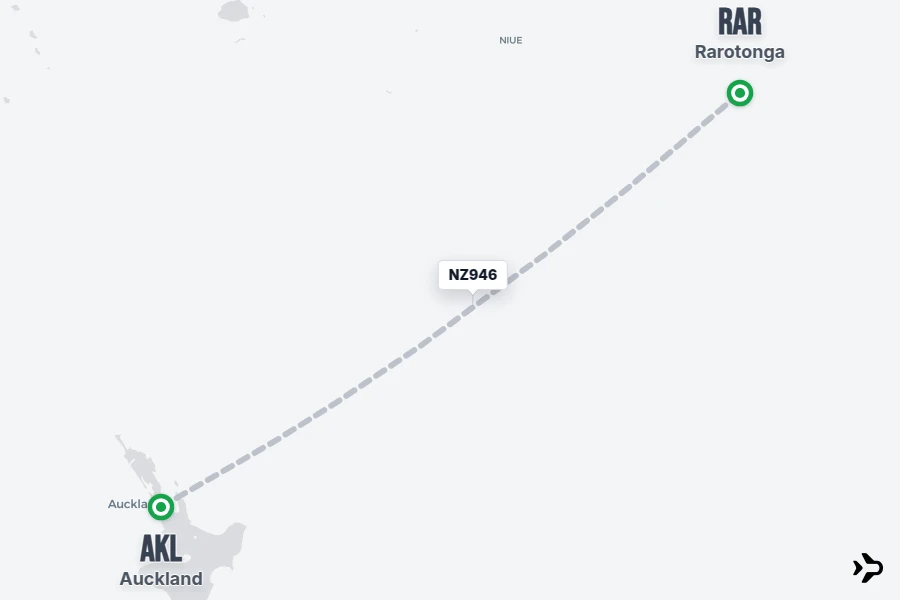NZ946 flight map from AKL to RAR