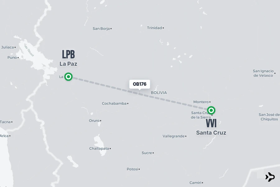 OB176 flight map from LPB to VVI