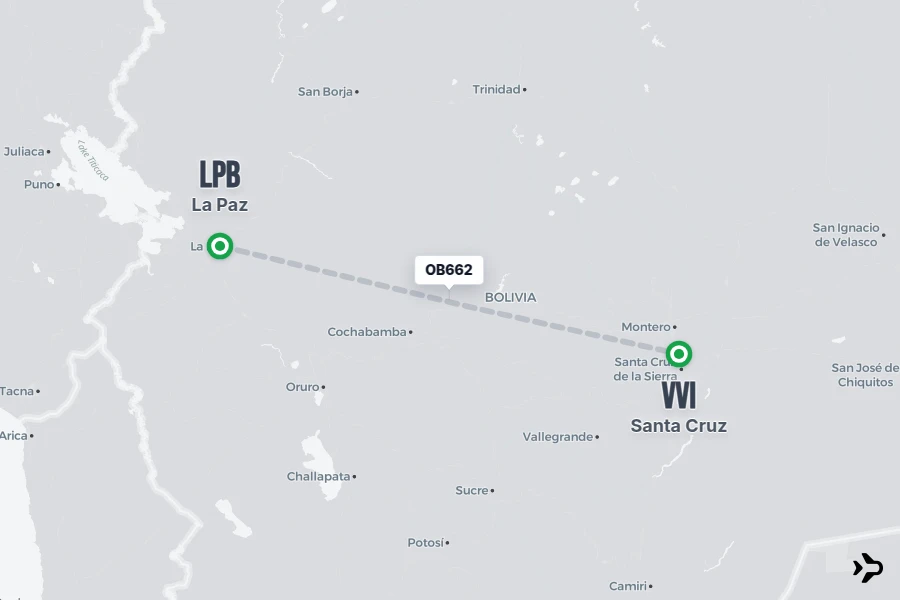 OB662 flight map from LPB to VVI