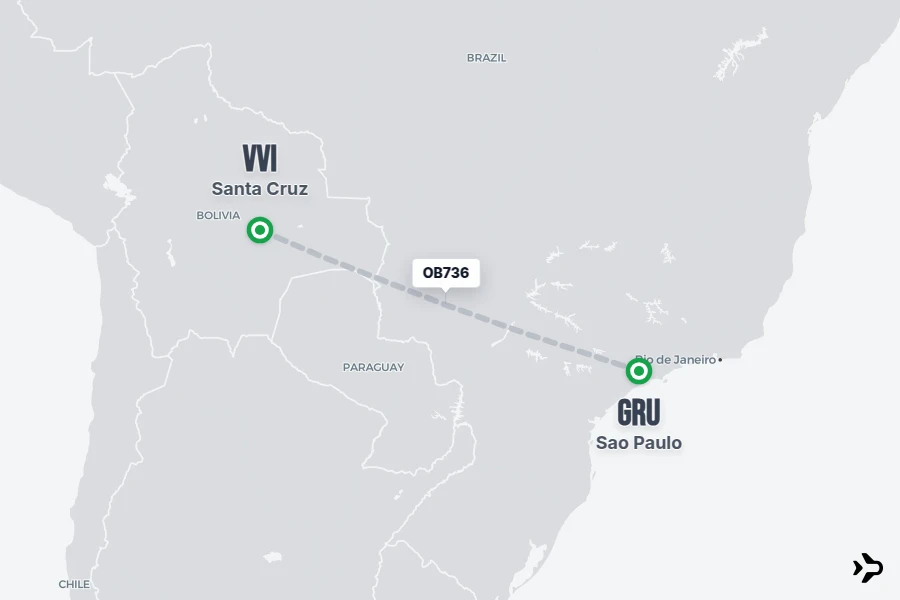 Flight 5 OB736 BoA Flight Status & Tracker | Santa Cruz - Sao Paulo