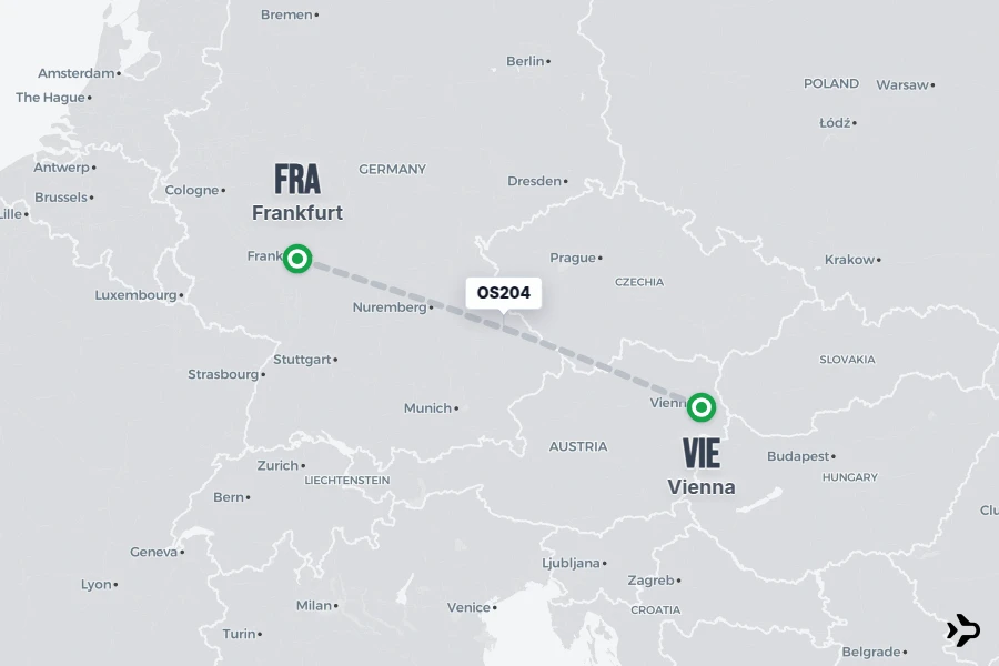 Flight Rime OS204 Austrian Flight Status & Tracker | Frankfurt - Vienna