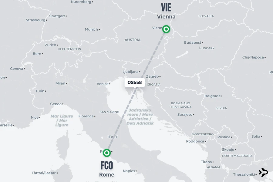 Flying To Rome OS558 Austrian Flight Status & Tracker | Rome - Vienna