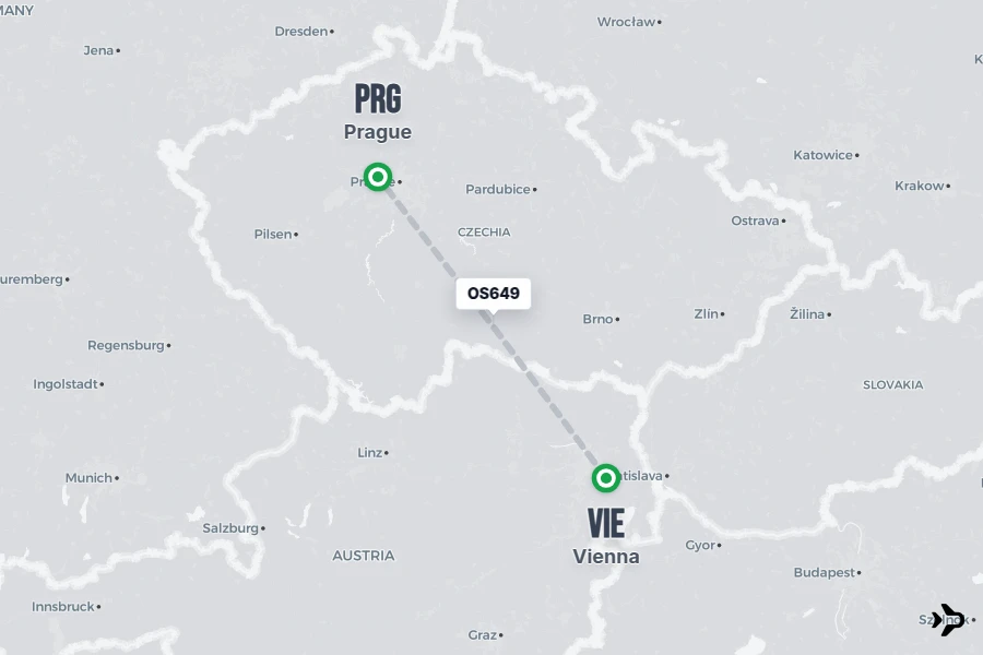 Flt Hit Racking OS649 Austrian Flight Status & Tracker | Vienna - Prague