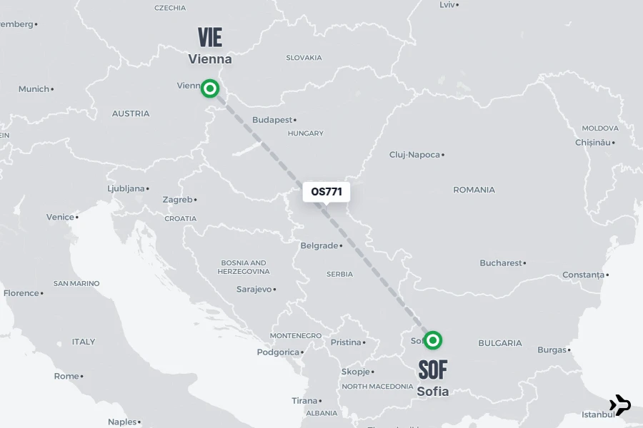 OS771 Austrian Flight Status & Tracker | Vienna - Sofia