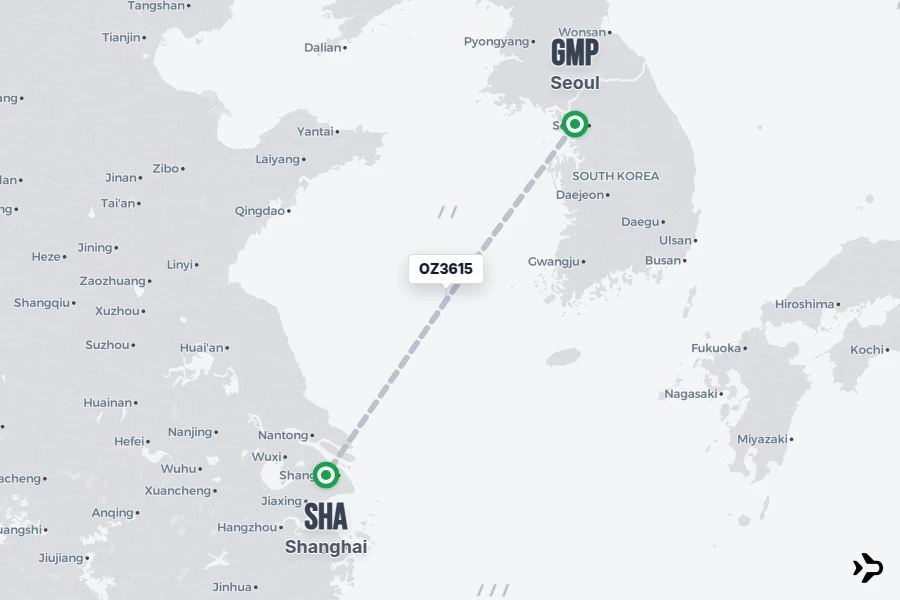 OZ3615 Asiana Flight Status & Tracker | Seoul - Shanghai