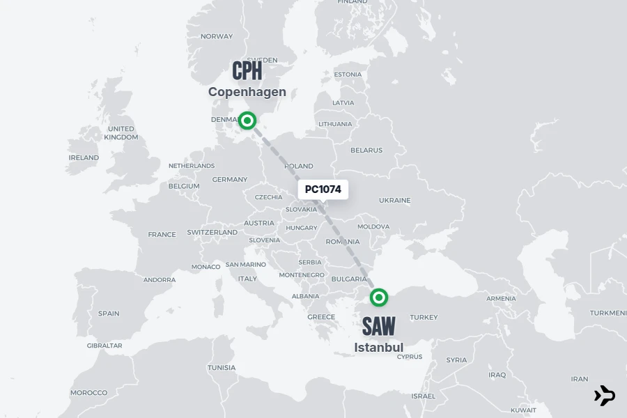 Flt Hit Racking PC1074 Pegasus Flight Status & Tracker | CPH - SAW