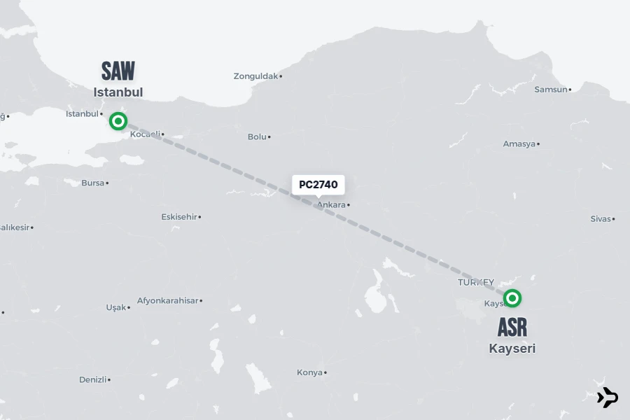 PC2740 Pegasus Flight Status & Tracker | Istanbul - Kayseri