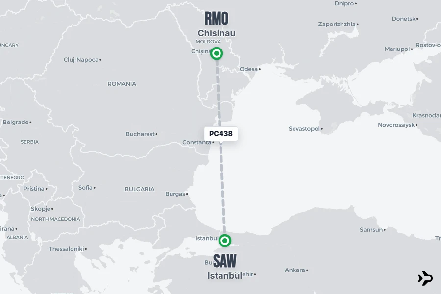 PC438 Pegasus Flight Status & Tracker | Istanbul - Chisinau