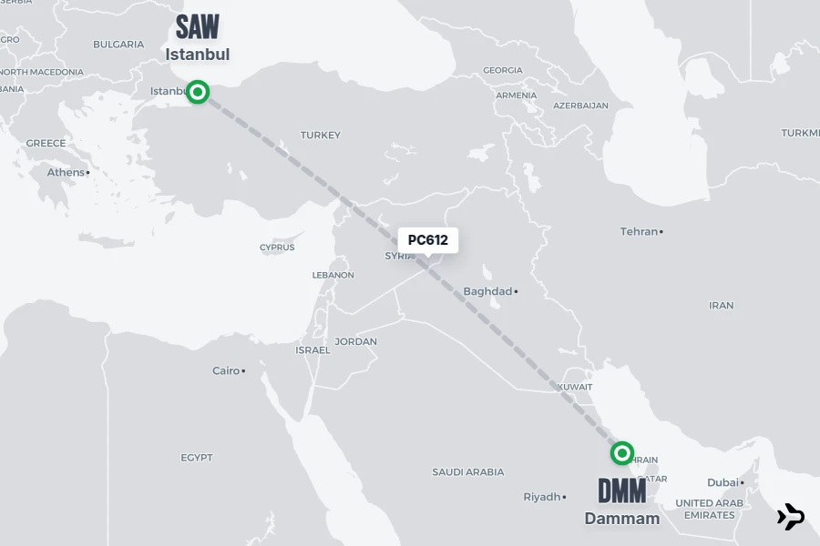 PC612 Pegasus Flight Status & Tracker | Istanbul - Dammam