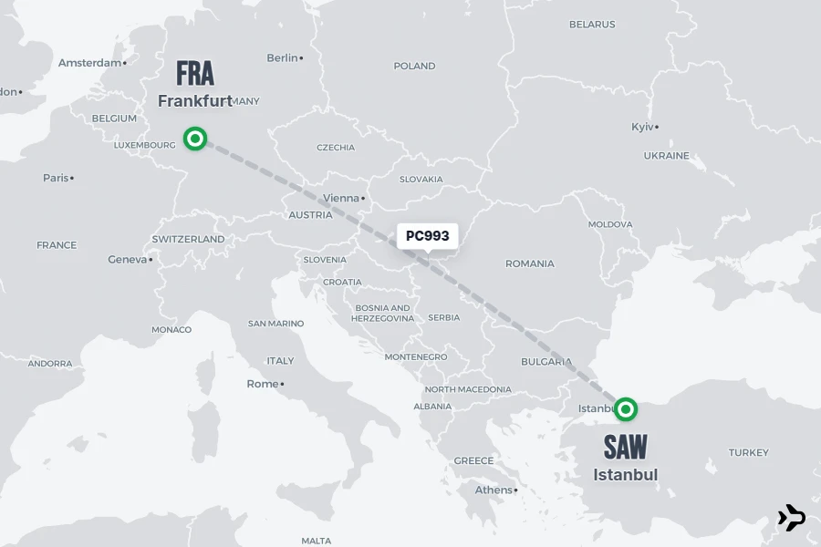 PC993 Pegasus Flight Status & Tracker | Istanbul - Frankfurt
