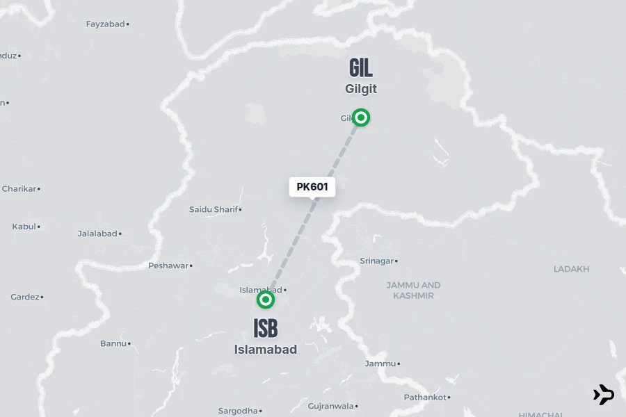 Flight Rime PK601 PIA Flight Status & Tracker | Islamabad - Gilgit