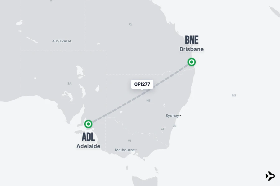 Flight Rime QF1277 Qantas Flight Status & Tracker | Brisbane - Adelaide