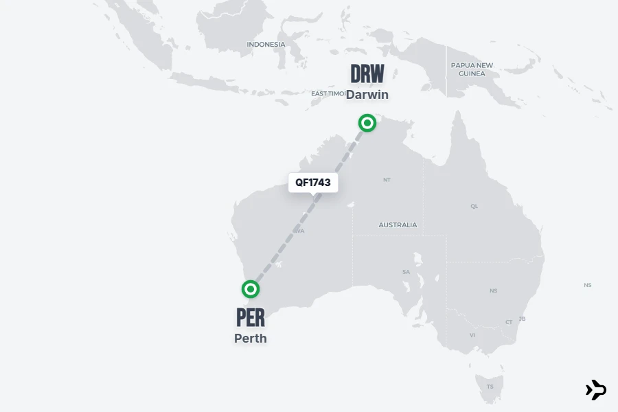 Flt Hit Racking QF1743 Qantas Flight Status & Tracker | Darwin - Perth