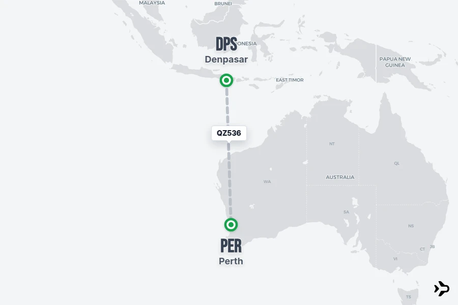 Flight Rime QZ536 Indonesia AirAsia Flight Status & Tracker | DPS - PER