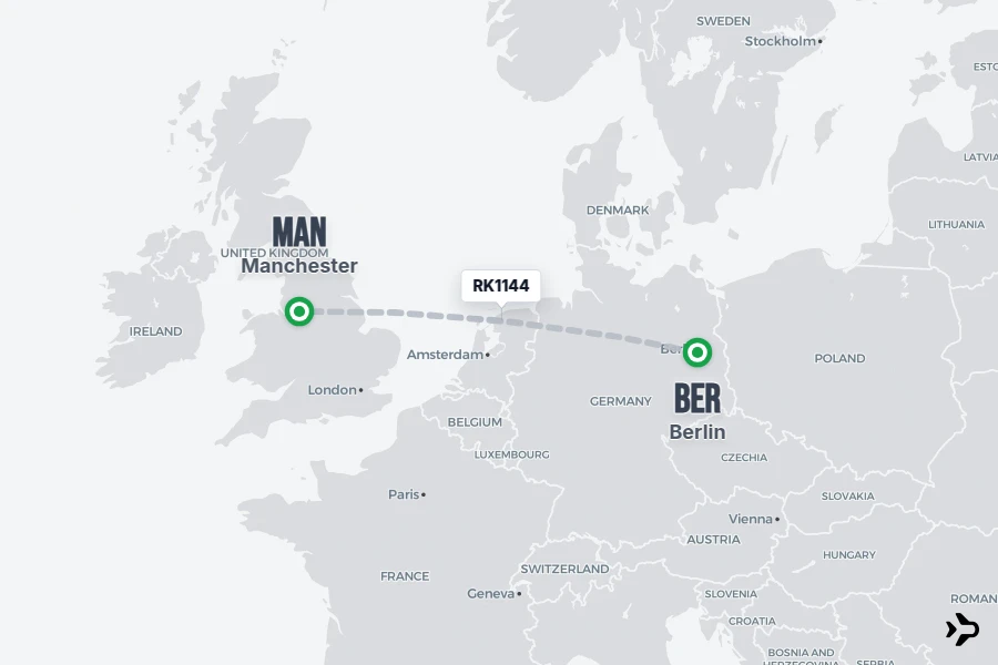 RK1144 Ryanair UK Flight Status & Tracker | BER - MAN