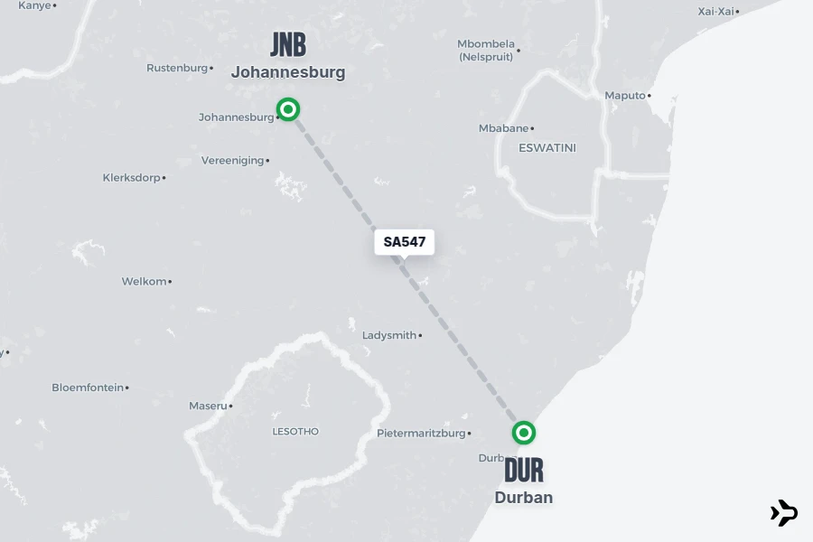 SA547 SAA Flight Status & Tracker | Johannesburg - Durban