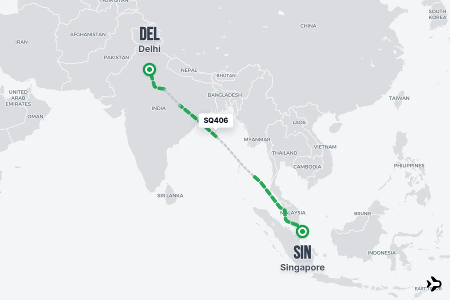 SQ406 Singapore Airlines Flight Status & Tracker | SIN - DEL