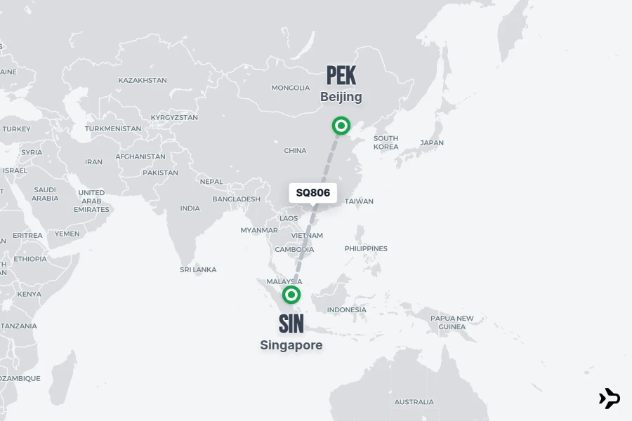 SQ806 Singapore Airlines Flight Status & Tracker | SIN - PEK