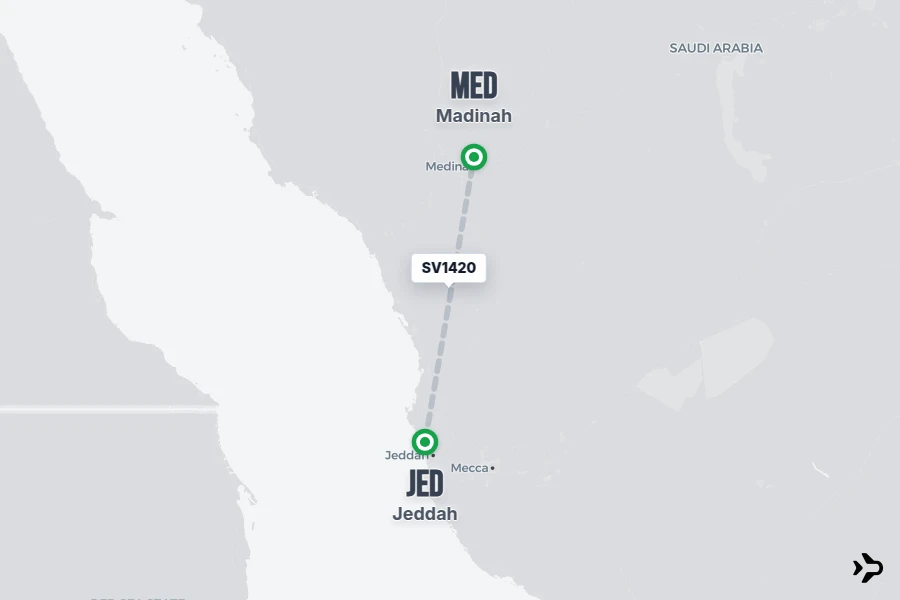 Flight Rime SV1420 Saudia Flight Status & Tracker | Jeddah - Madinah