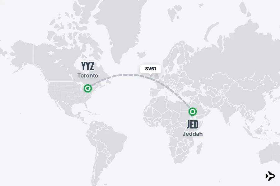 Yyz SV61 Saudia Flight Status & Tracker | Jeddah - Toronto