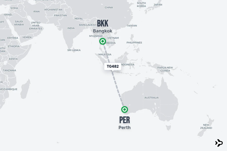 Flt Hit Racking TG482 Thai Airways Flight Status & Tracker | Perth - Bangkok