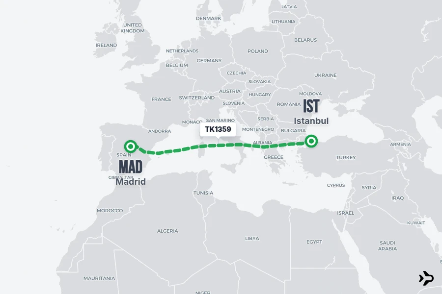 TK1359 Turkish Airlines Flight Status & Tracker | IST - MAD