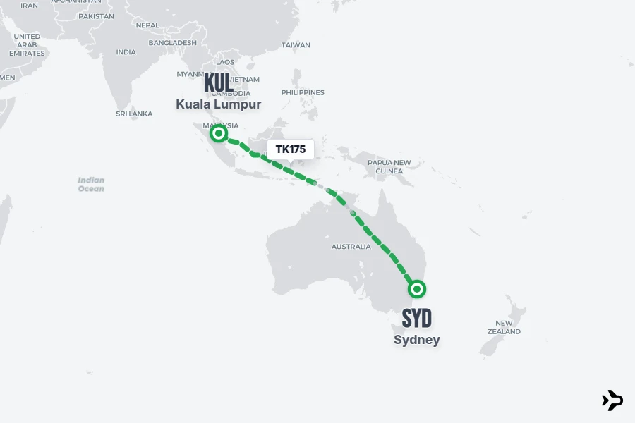 Tk175 TK175 Turkish Airlines Flight Status & Tracker | SYD - KUL