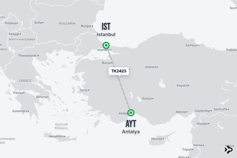 Flt Hit Racking TK2423 Turkish Airlines Flight Status & Tracker | AYT - IST