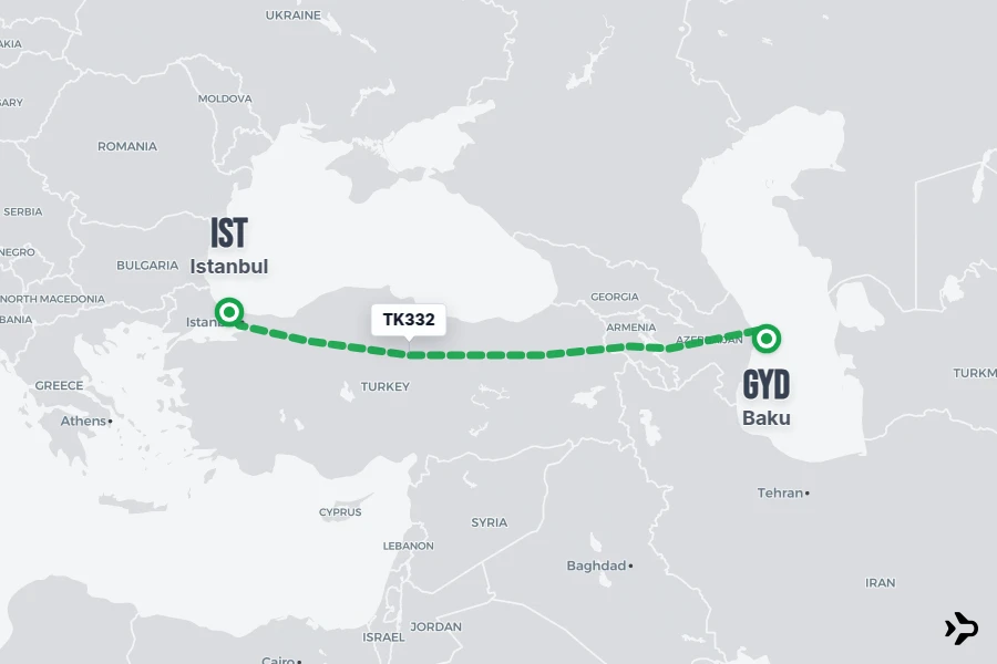 Gyd TK332 Turkish Airlines Flight Status & Tracker | IST - GYD