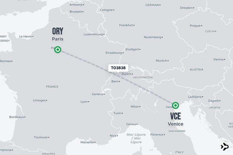 Flt Hit Racking TO3838 Transavia France Flight Status & Tracker | ORY - VCE