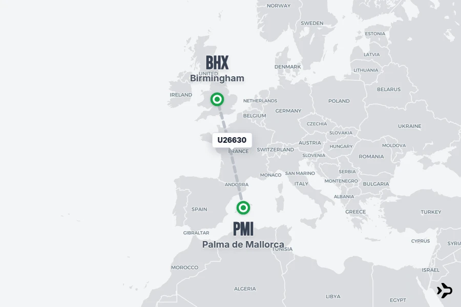 Flt Hit Racking U26630 easyJet Flight Status & Tracker | PMI - BHX