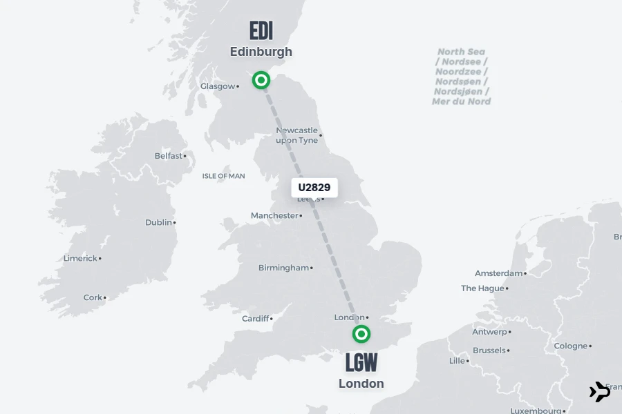 Flt Hit Racking U2829 easyJet Flight Status & Tracker | London - Edinburgh