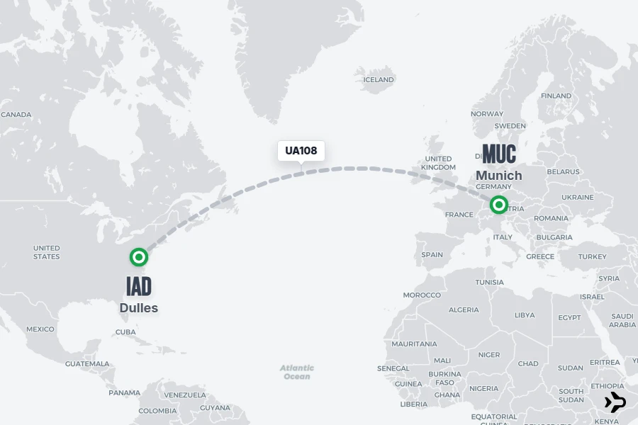 UA108 United Flight Status & Tracker | Dulles - Munich