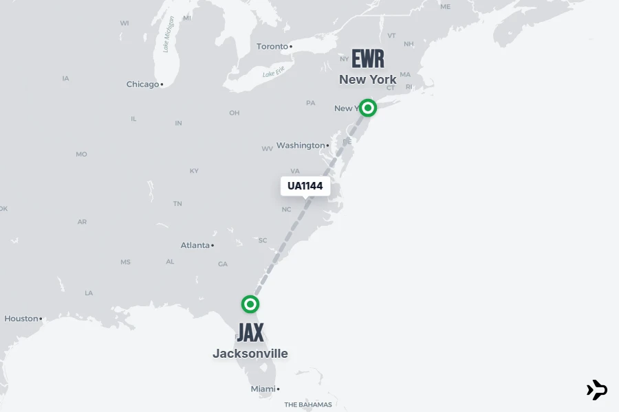 UA1144 United Flight Status & Tracker | JAX - EWR