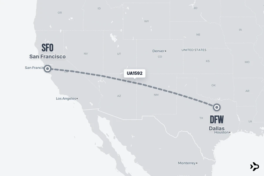 Flight 5 UA1592 United Flight Status & Tracker | DFW - SFO