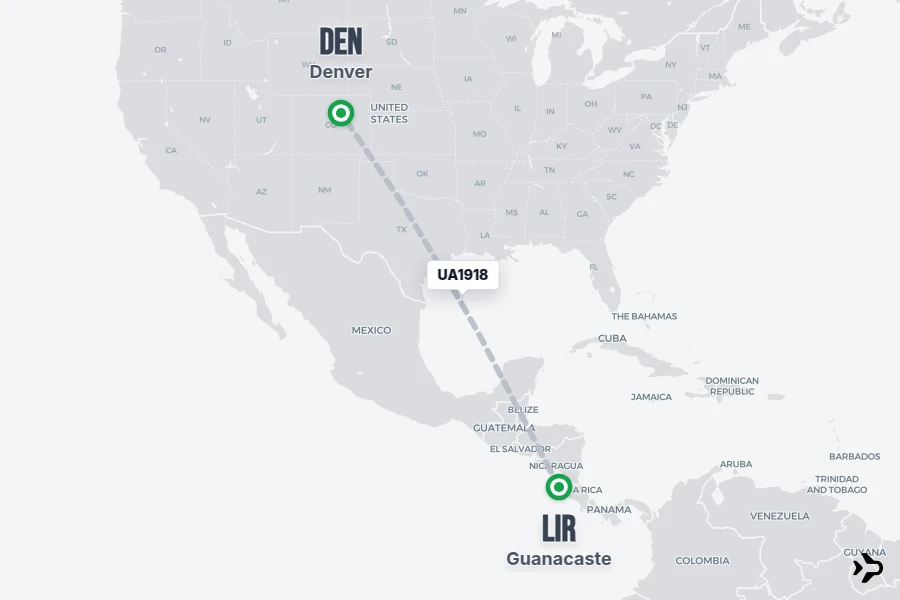 UA1918 United Flight Status & Tracker | Guanacaste - Denver