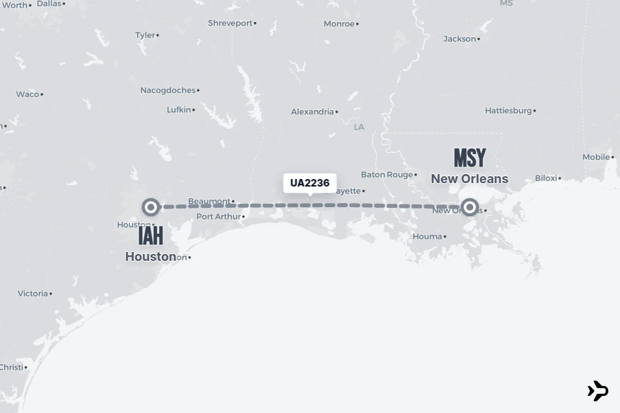 UA2236 United Flight Status & Tracker | MSY - IAH
