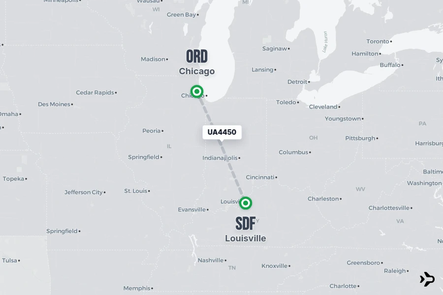 UA4450 United Flight Status & Tracker | Chicago - Louisville