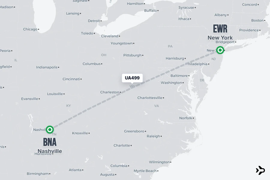 UA499 United Flight Status & Tracker | Nashville - New York