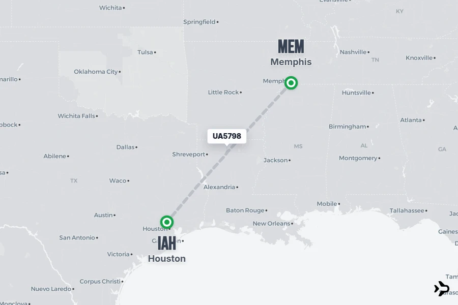 Flt Hit Racking UA5798 United Flight Status & Tracker | Memphis - Houston