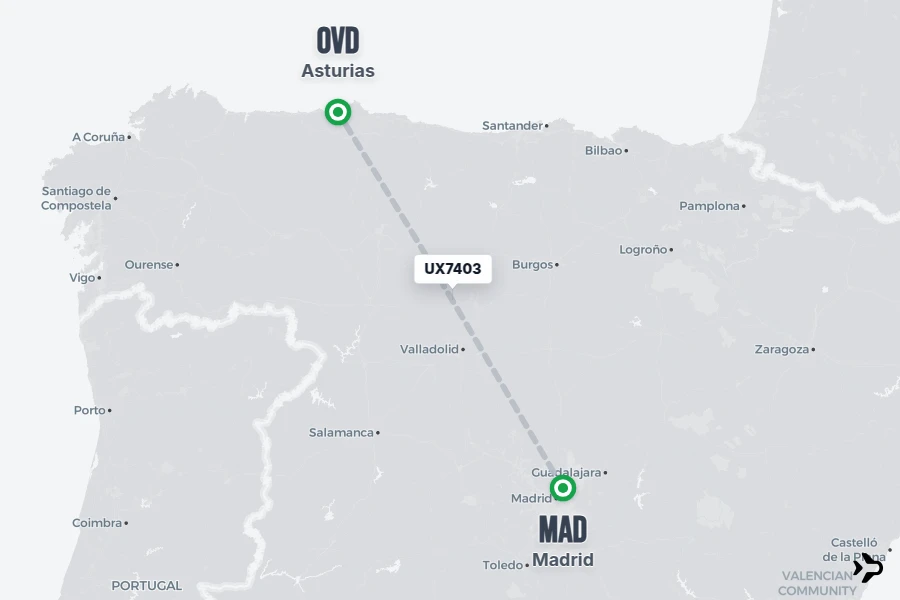 UX7403 Air Europa Flight Status & Tracker | MAD - OVD