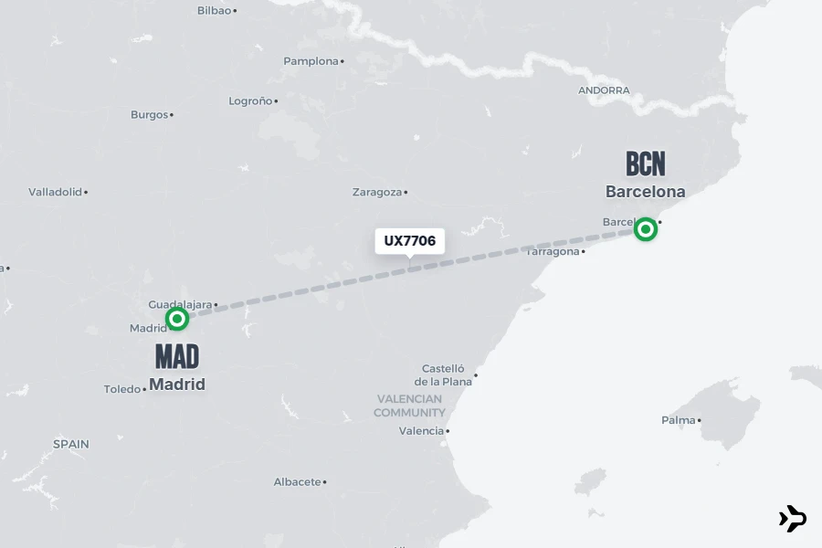 UX7706 Air Europa Flight Status & Tracker | BCN - MAD