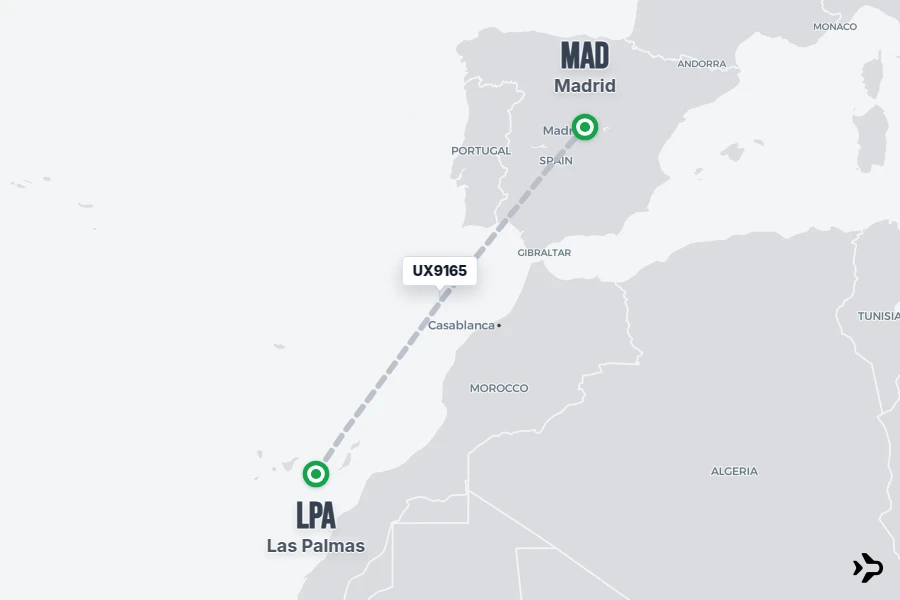 UX9165 Air Europa Flight Status & Tracker | LPA - MAD
